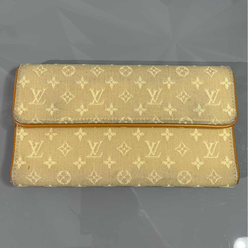 Louis Vuitton long tan denim wallet